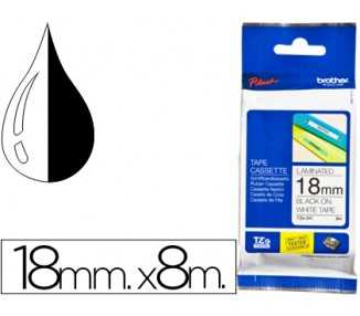 Cinta brother tze241 blanco-negro 18mm longitud 8 mt