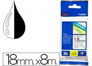 Cinta brother tze241 blanco-negro 18mm longitud 8 mt