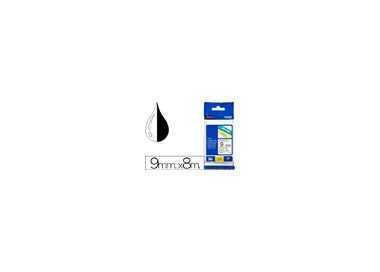 Cinta brother tze221 blanco-negro 9mm longitud 8 mt
