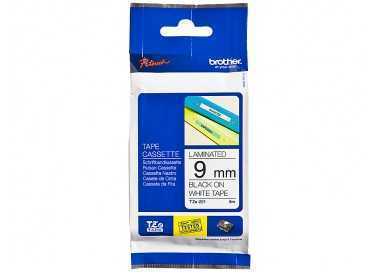 Cinta brother tze221 blanco-negro 9mm longitud 8 mt