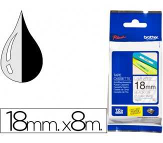 Cinta brother tze-141 transparente-negro 18mm longitud 8 mt
