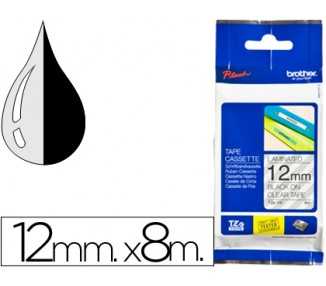 Cinta brother tze131 transparente-negro 12mm longitud 8 mt