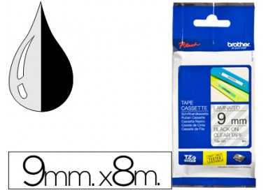 Cinta brother tze121 transparente-negro 9mm longitud 8 mt