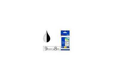 Cinta brother tze121 transparente-negro 9mm longitud 8 mt