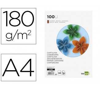 Cartulina liderpapel a4 180g/m2 marron paquete de 100 hojas