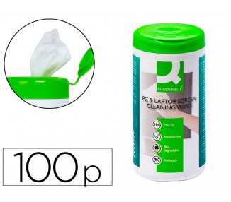 Toallitas q-connect limpiadora de pantallas y teclados bote de 100 unidades