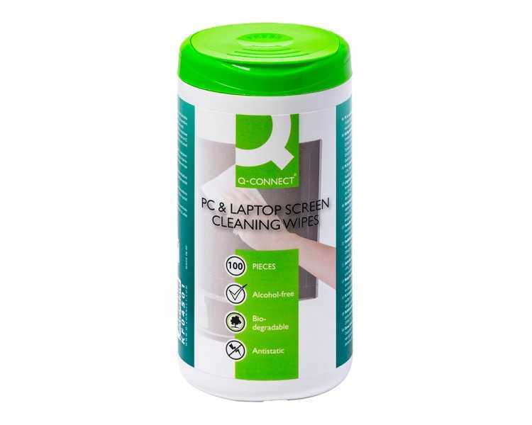 Toallitas q-connect limpiadora de pantallas y teclados bote de 100 unidades