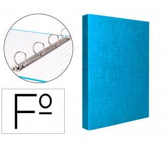 Carpeta de 4 anillas 25mm mixtas liderpapel folio carton forrado paper coat celeste
