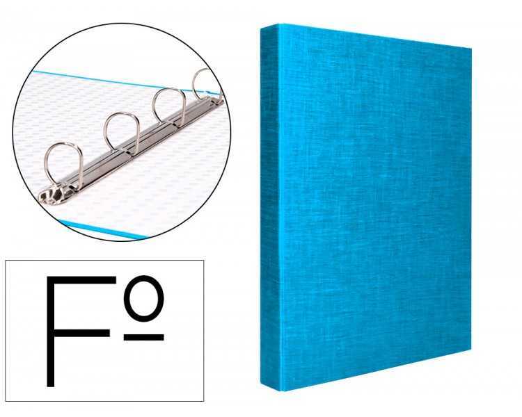 Carpeta de 4 anillas 25mm mixtas liderpapel folio carton forrado paper coat celeste