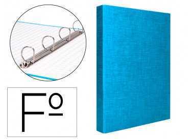 Carpeta de 4 anillas 25mm mixtas liderpapel folio carton forrado paper coat celeste