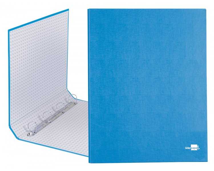 Carpeta de 4 anillas 25mm mixtas liderpapel folio carton forrado paper coat celeste