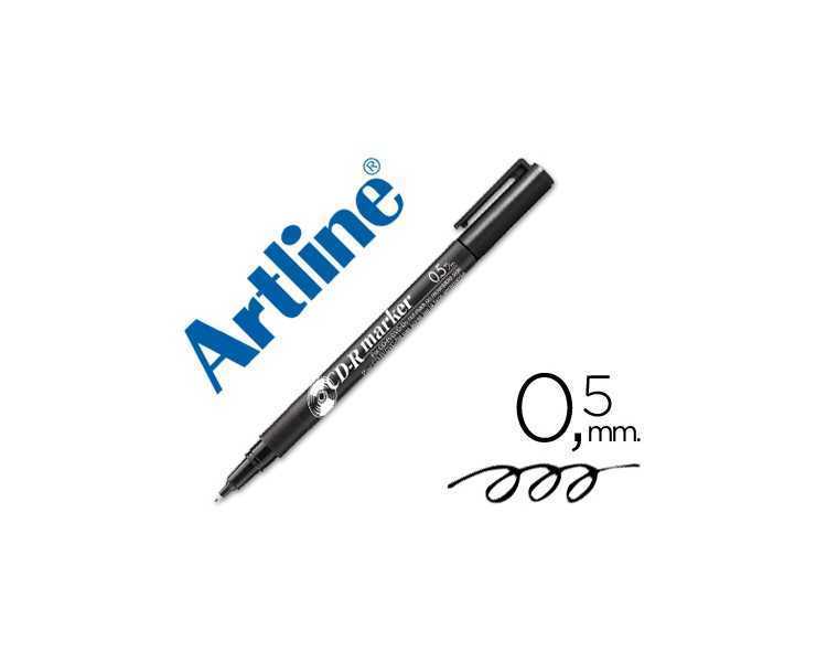 Rotulador artline para cd punta de fibra permanente ek-883 negro -punta redonda 0.5 mm