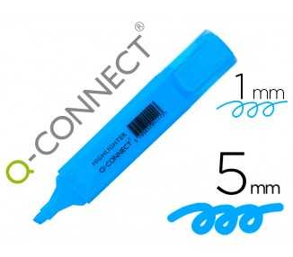 Rotulador q-connect fluorescente azul punta biselada