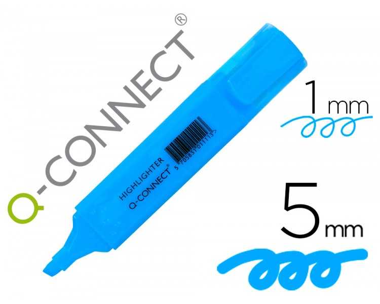 Rotulador q-connect fluorescente azul punta biselada