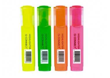 Rotulador q-connect fluorescente surtido caja de 4 unidades colores surtidos