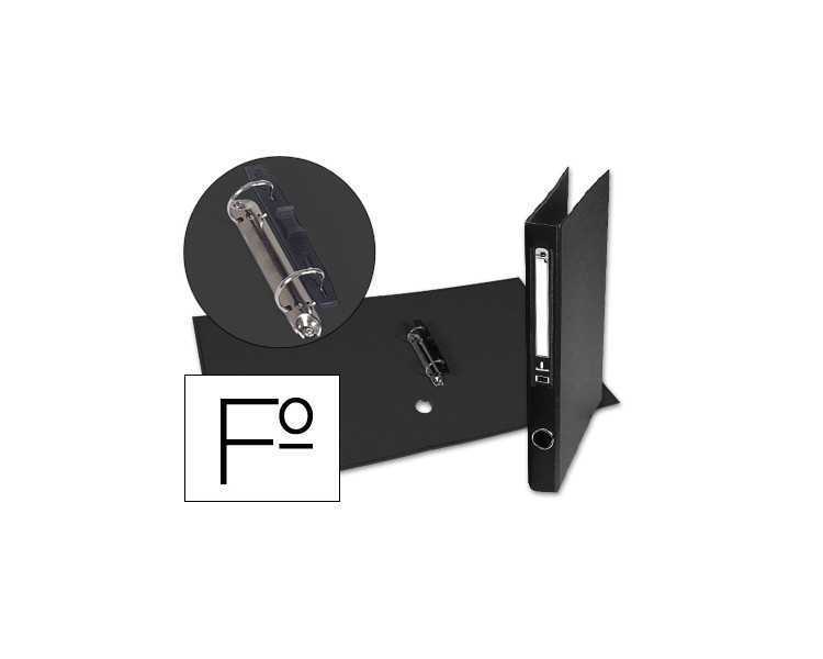 Carpeta de 2 anillas 25mm mixt as liderpapel folio forrado papercoat con ollao y tarjetero compresor plastico negro