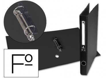 Carpeta de 2 anillas 25mm mixt as liderpapel folio forrado papercoat con ollao y tarjetero compresor plastico negro