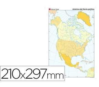 Mapa mudo color din a4 america del norte politico