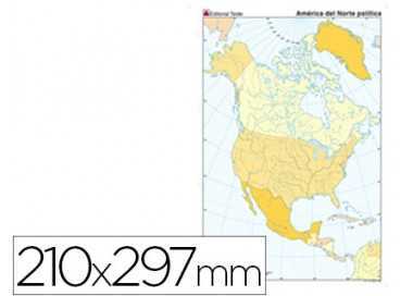 Mapa mudo color din a4 america del norte politico