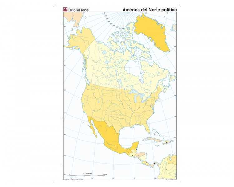 Mapa mudo color din a4 america del norte politico