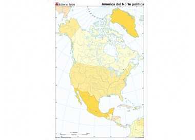 Mapa mudo color din a4 america del norte politico