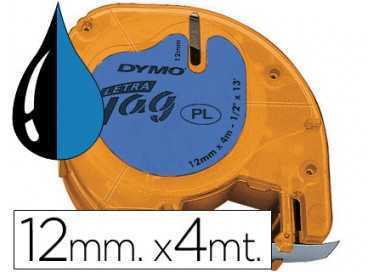 Cinta dymo 12mmx4mt -negro/azul para maquina letratag