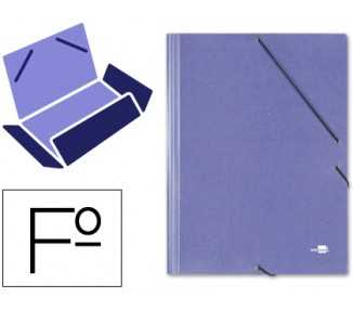 Carpeta liderpapel gomas folio 3 solapas carton simil prespan azul