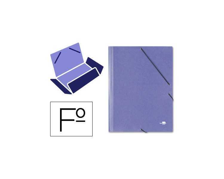 Carpeta liderpapel gomas folio 3 solapas carton simil prespan azul