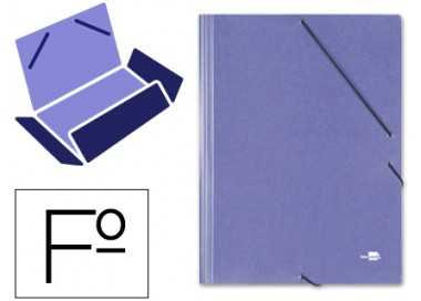 Carpeta liderpapel gomas folio 3 solapas carton simil prespan azul