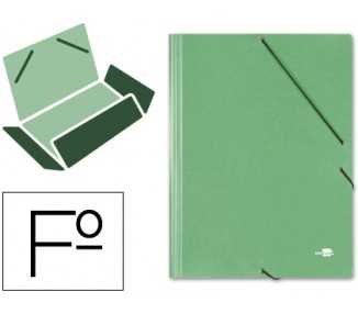 Carpeta liderpapel gomas folio 3 solapas carton simil prespan verde