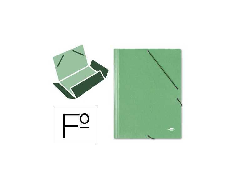 Carpeta liderpapel gomas folio 3 solapas carton simil prespan verde