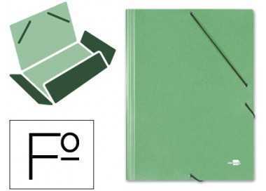 Carpeta liderpapel gomas folio 3 solapas carton simil prespan verde