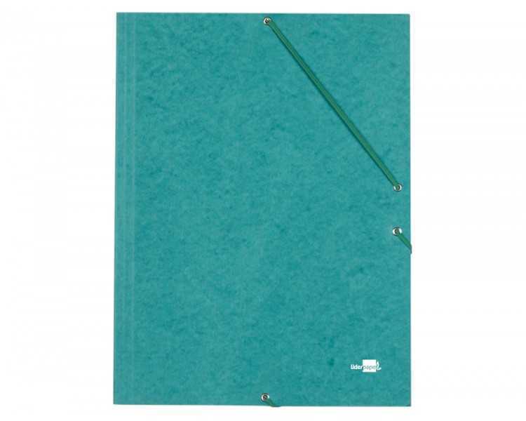 Carpeta liderpapel gomas folio 3 solapas carton simil prespan verde