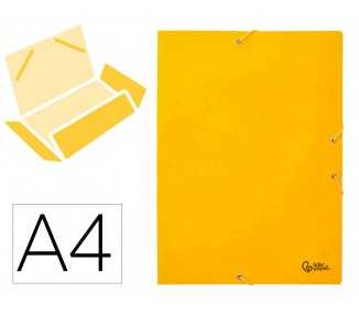Carpeta liderpapel gomas folio 3 solapas carton simil prespan amarilla