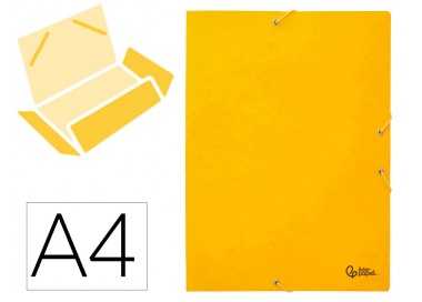 Carpeta liderpapel gomas folio 3 solapas carton simil prespan amarilla