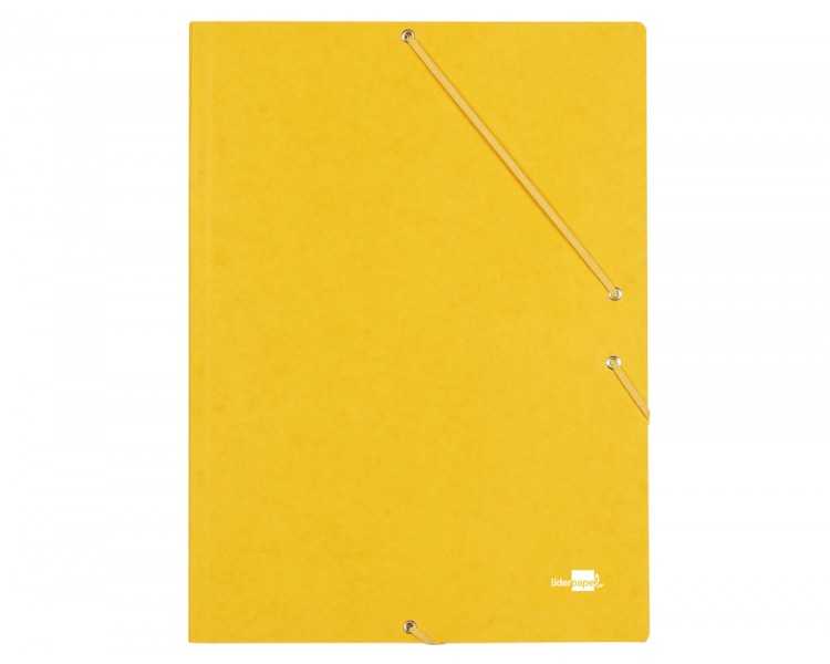 Carpeta liderpapel gomas folio 3 solapas carton simil prespan amarilla