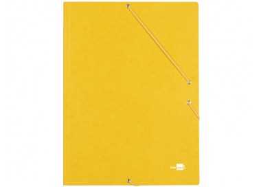 Carpeta liderpapel gomas folio 3 solapas carton simil prespan amarilla