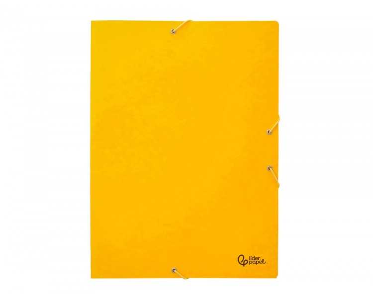 Carpeta liderpapel gomas folio 3 solapas carton simil prespan amarilla