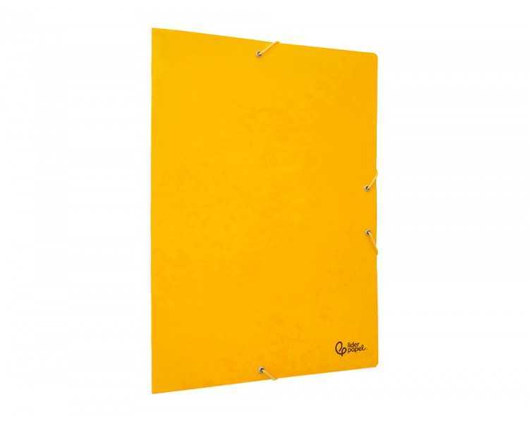 Carpeta liderpapel gomas folio 3 solapas carton simil prespan amarilla