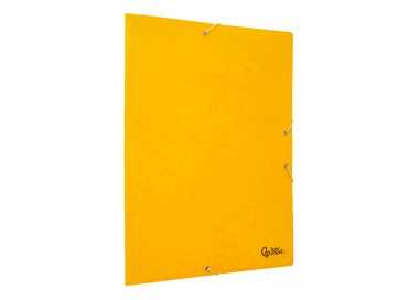 Carpeta liderpapel gomas folio 3 solapas carton simil prespan amarilla
