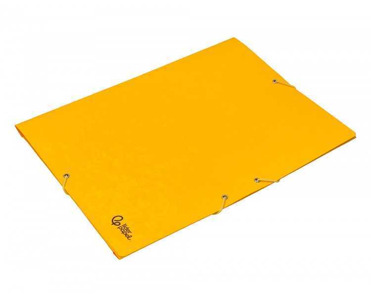 Carpeta liderpapel gomas folio 3 solapas carton simil prespan amarilla