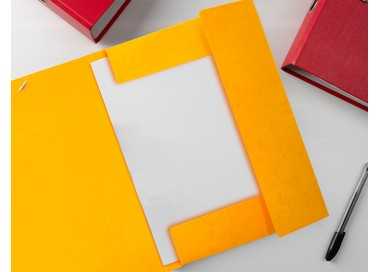 Carpeta liderpapel gomas folio 3 solapas carton simil prespan amarilla