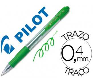 Boligrafo pilot super grip verde retractil sujecion de caucho tinta base de aceite