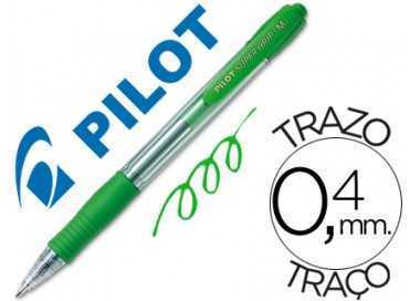 Boligrafo pilot super grip verde retractil sujecion de caucho tinta base de aceite