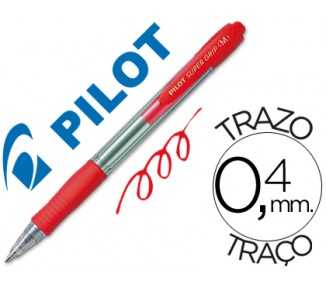 Boligrafo pilot super grip rojo retractil sujecion de caucho tinta base de aceite