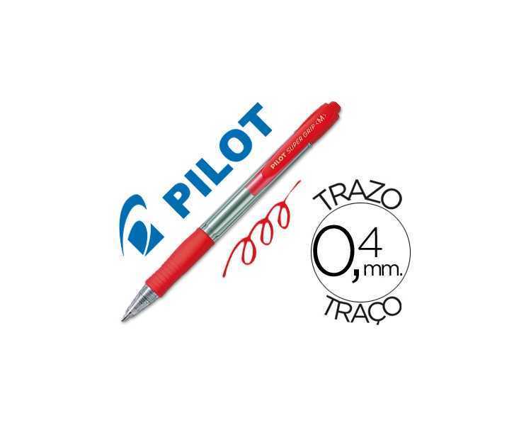 Boligrafo pilot super grip rojo retractil sujecion de caucho tinta base de aceite