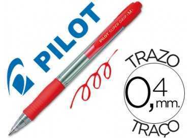 Boligrafo pilot super grip rojo retractil sujecion de caucho tinta base de aceite