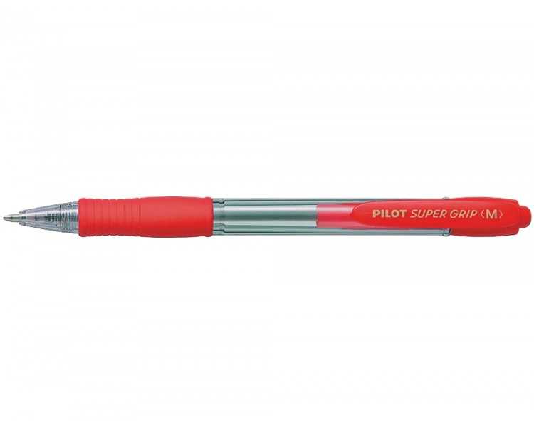 Boligrafo pilot super grip rojo retractil sujecion de caucho tinta base de aceite