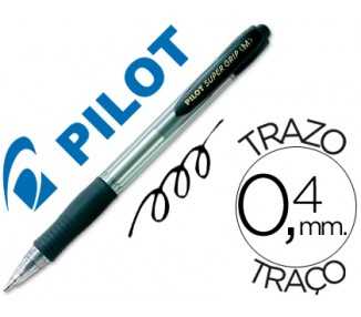 Boligrafo pilot super grip negro retractil sujecion de caucho tinta base de aceite