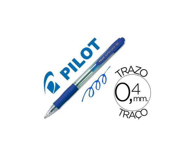 Boligrafo pilot super grip azul retractil sujecion de caucho tinta base de aceite